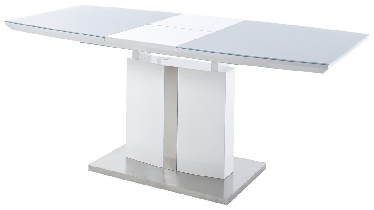 Esstisch Ausziehbar Najuma 140-180x80 Cm Weiß - Weiß, Design, Glas/Holzwerkstoff (140-180/80/76cm) - Livetastic