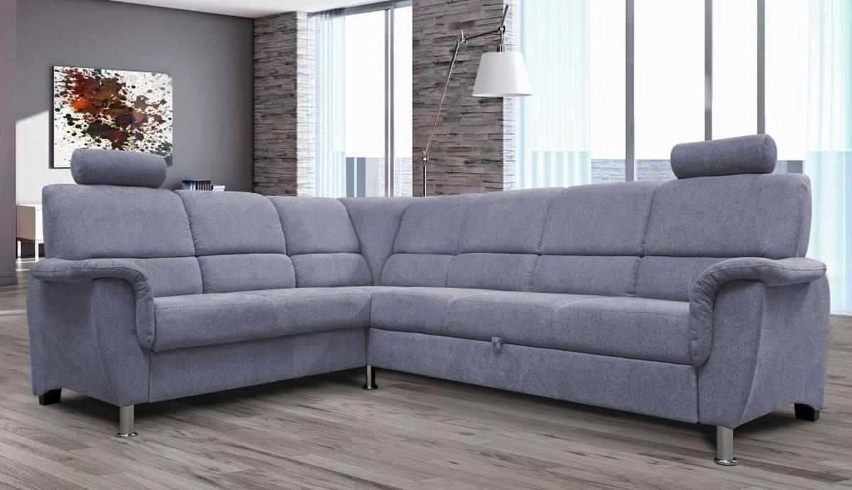 Ecksofa Marsylia Blaugrau S: 216x270 Cm - Silberfarben/Blaugrau, Design, Holz/Textil (216/270cm) - Livetastic