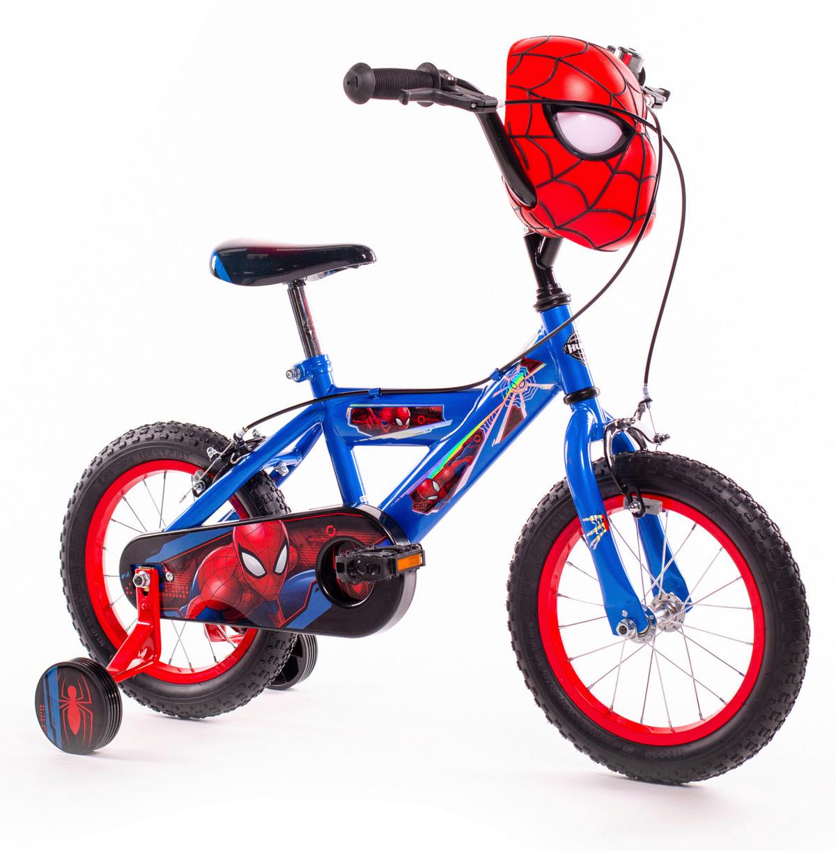 Kinderfahrrad mit Stützrädern Huffy Spider-Man 14 Zoll - Blau, Basics, Metall (53,3/96,5/73,7cm)
