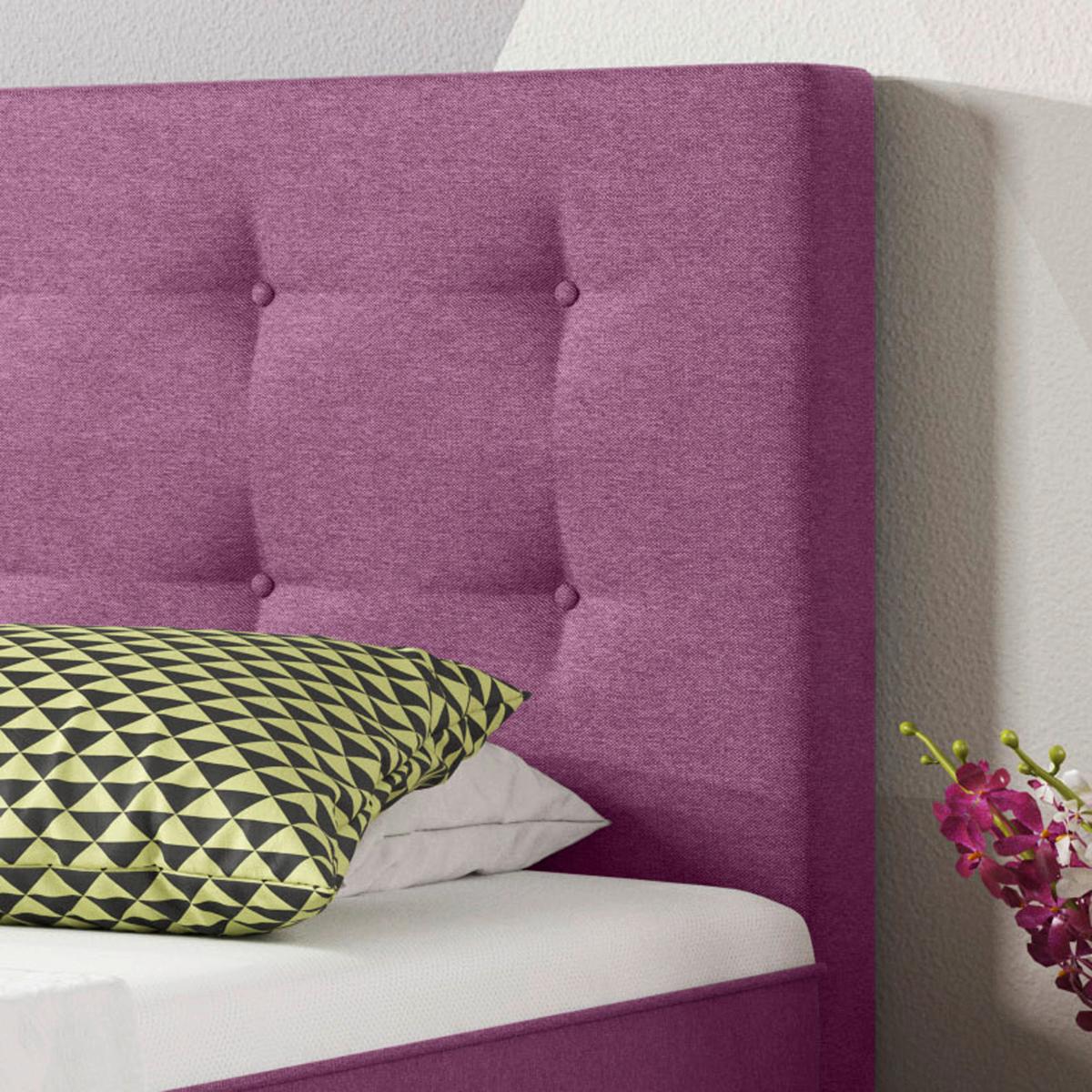 Boxspringbett 90x200 cm Köln Plus - Pink/Silberfarben, KONVENTIONELL, Textil (90/115/210cm) - MID.YOU