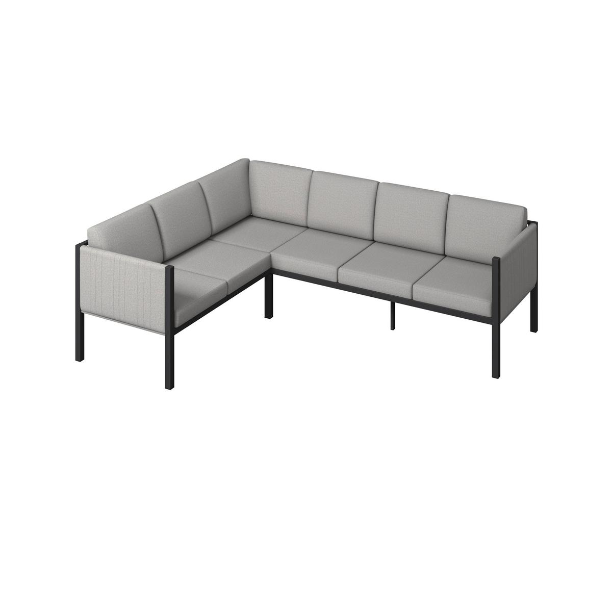 Loungegarnitur Peru - Dunkelgrau/Hellgrau, MODERN, Glas/Textil (187/241,5cm) - Beldano