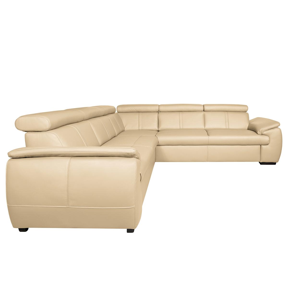 Ecksofa City Beige B: 265x265 Cm - Beige/Schwarz, Design, Leder (265/265cm) - Livetastic