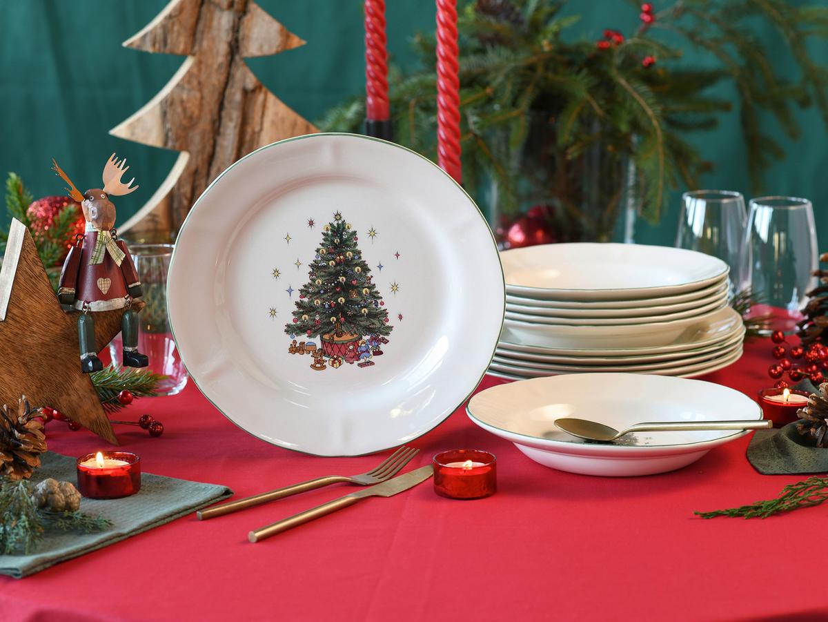 Tafelservice 12 -teilig. Steingut, Multicolor/Weiß - Multicolor/Weiß, Basics, Keramik - Creatable