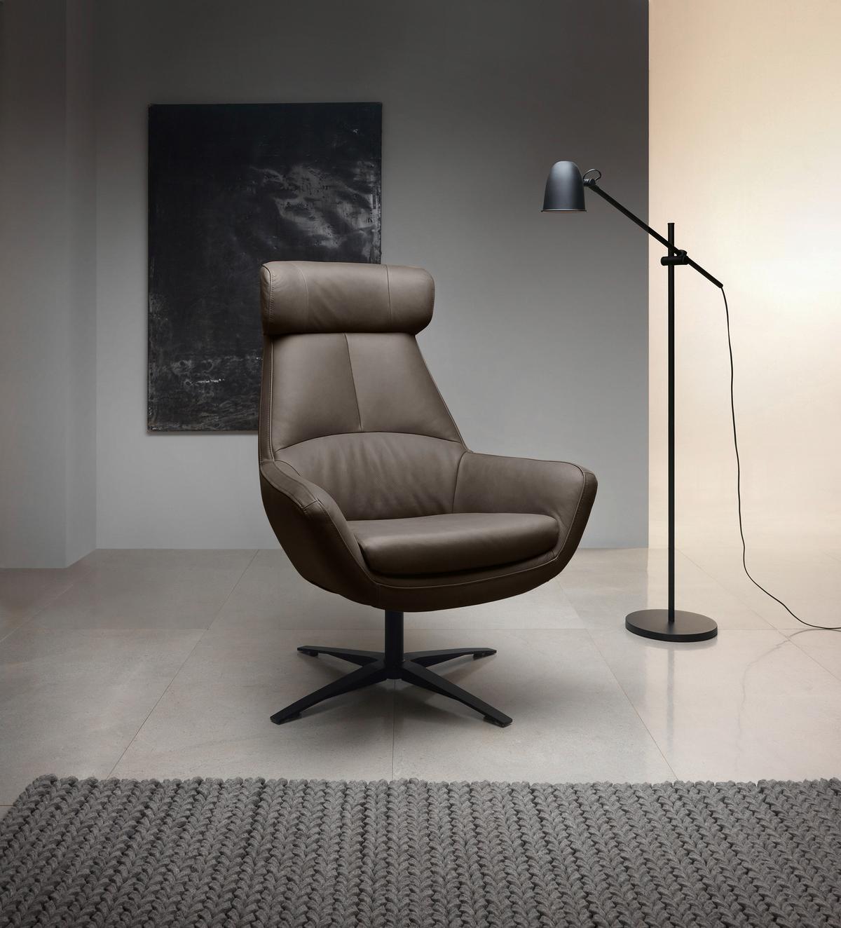 SESSEL BE ORGANIC - Schwarz/Grau, MODERN, Leder (81/112/83cm) - Trendmanufaktur