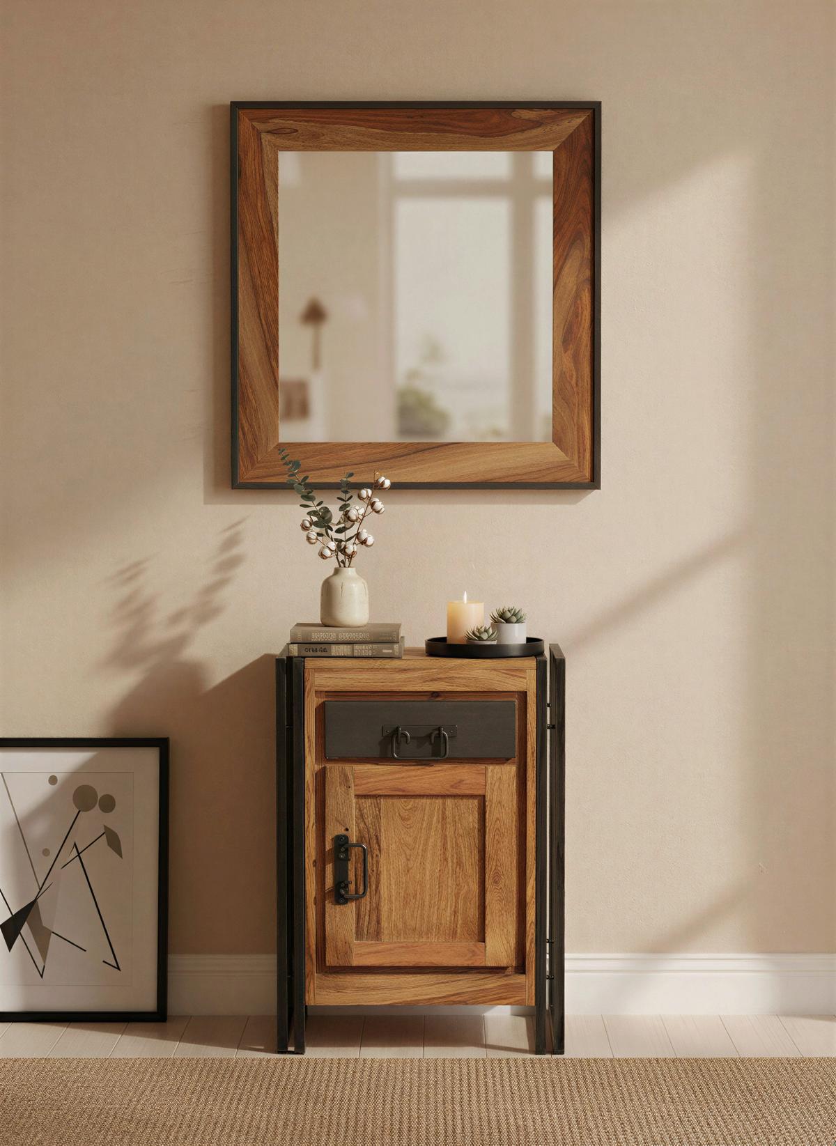 KOMMODE Naturfarben/Schwarz B: 50cm - Schwarz/Naturfarben, Design, Holz/Metall (50/73/34cm) - MID.YOU