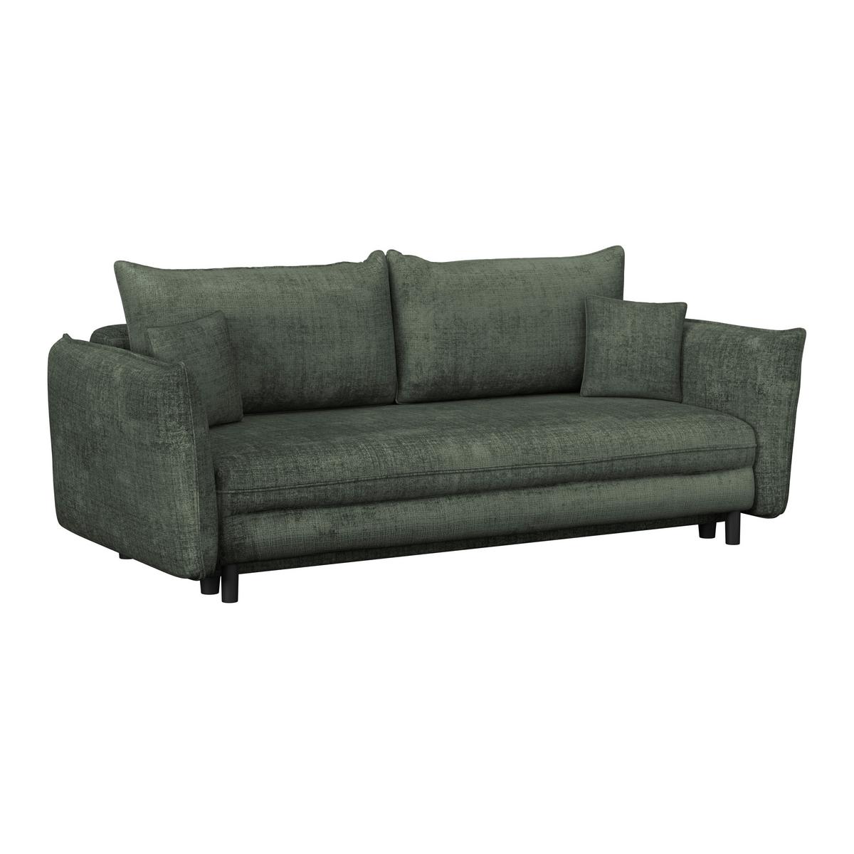 3-Sitzer-Sofa Mit Schlaffunktion Kairo Grün - Schwarz/Grün, ROMANTIK / LANDHAUS, Holz/Kunststoff (230/90/115cm) - James Wood