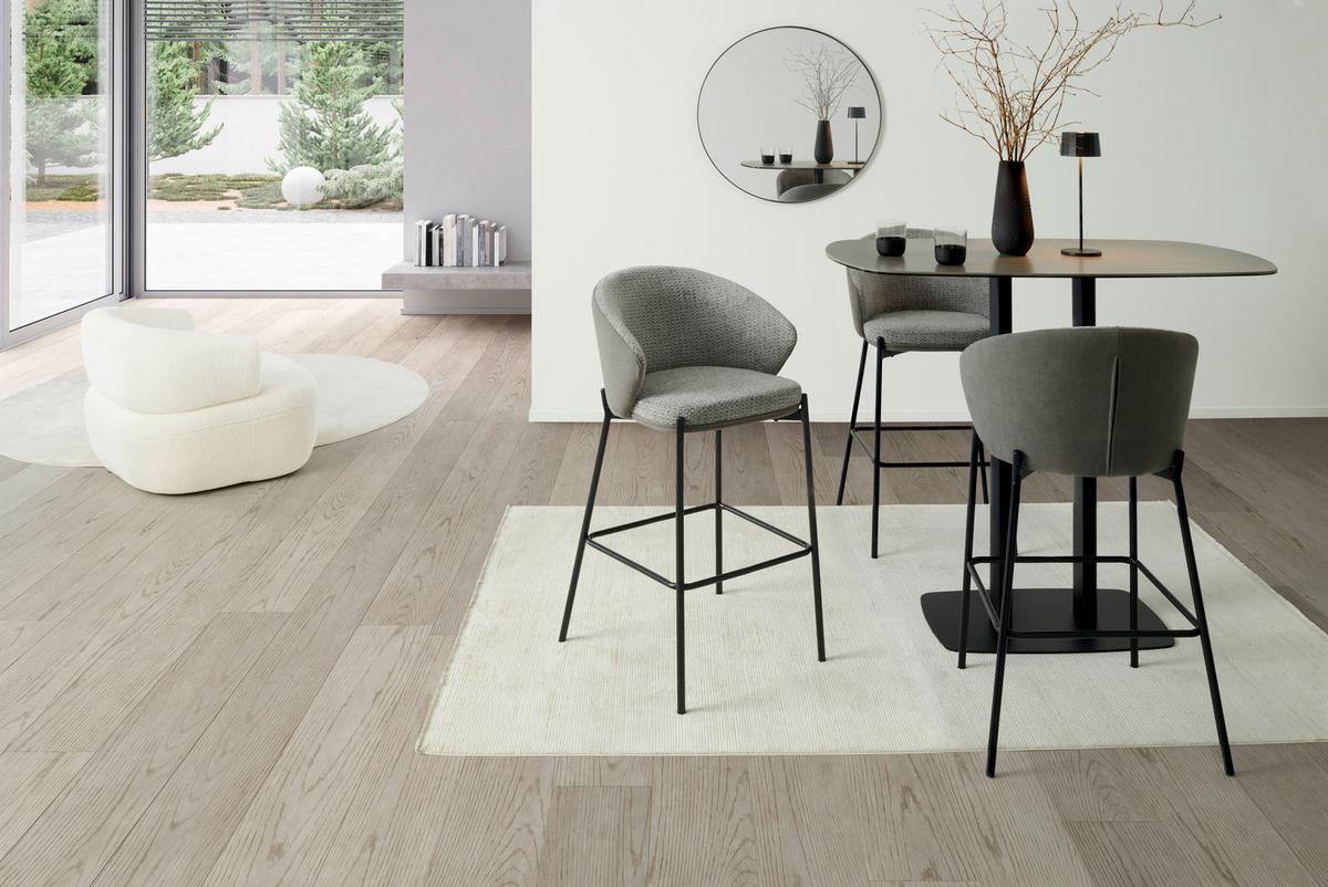 Barhocker Corey Samt Grau B: 53,5 Cm - Schwarz/Grau, MODERN, Textil/Metall (53,5/101/54cm) - MID.YOU