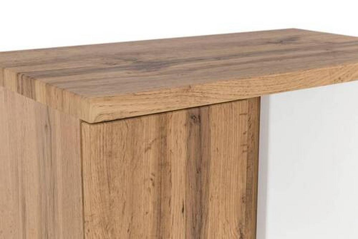 Midischrank Bad Varese B: 65 cm Weiß/Wotaneiche Dekor - Eiche Wotan/Weiß, MODERN, Holzwerkstoff (65/130/35cm) - Held