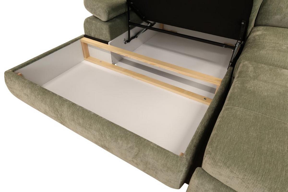 Rohová sedačka VEGAS, levá, šalvějově zelená žinylka - černá/šalvějově zelená, Design, dřevo/textil (173/294cm)