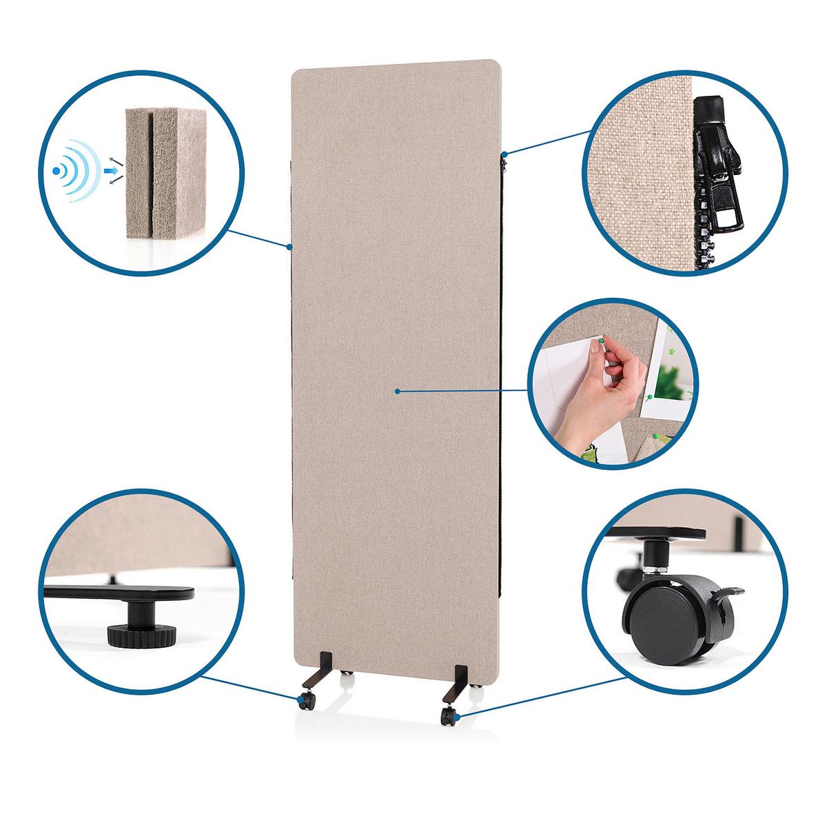 Trennwand Flexmiut - Taupe, Basics, Kunststoff/Textil (60/177/3cm) - MID.YOU