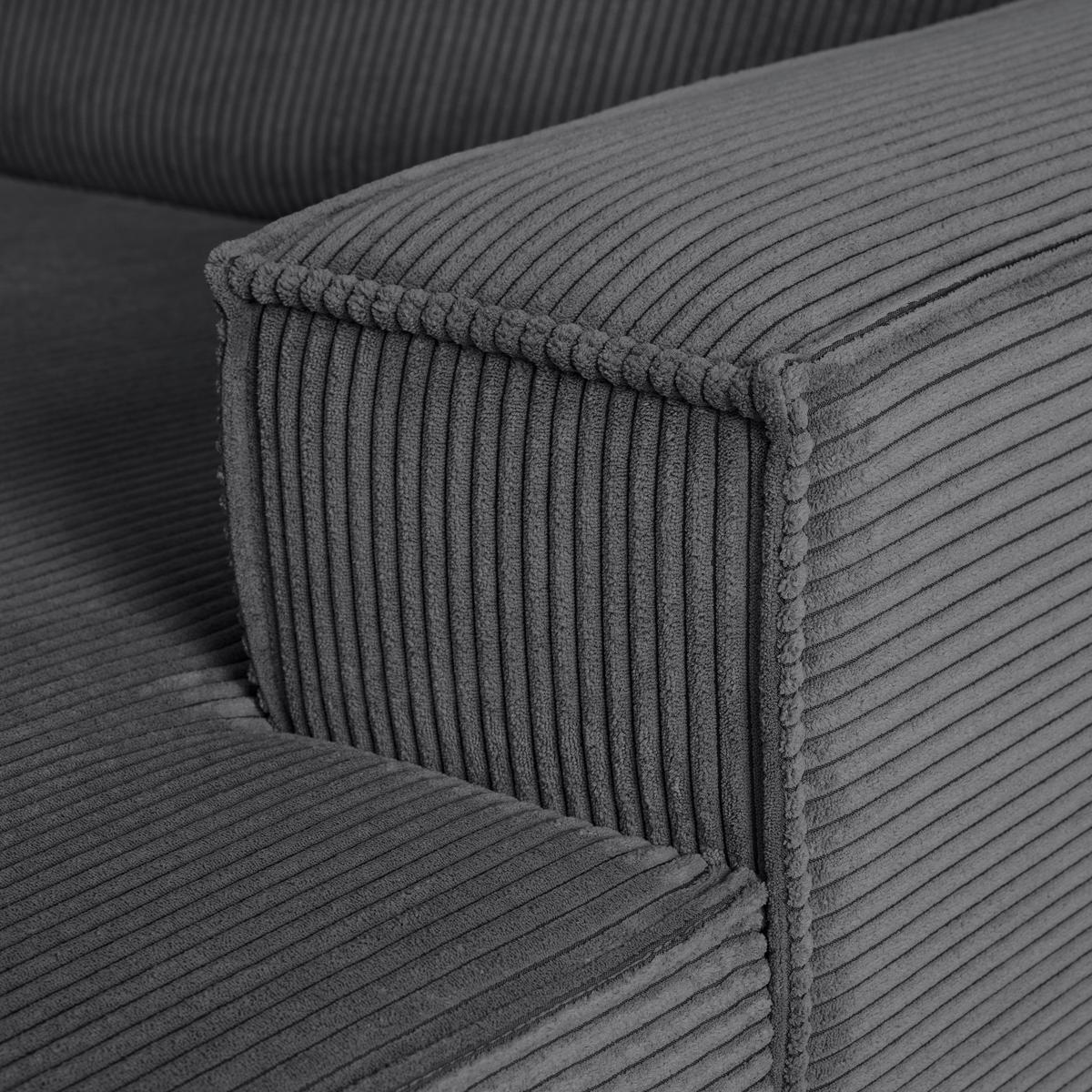 Rohová sedačka LOFT, pravá, antracitový manšestr - černá/světle zelená, Moderní, textil/plast (265/75/172cm) - Mömax
