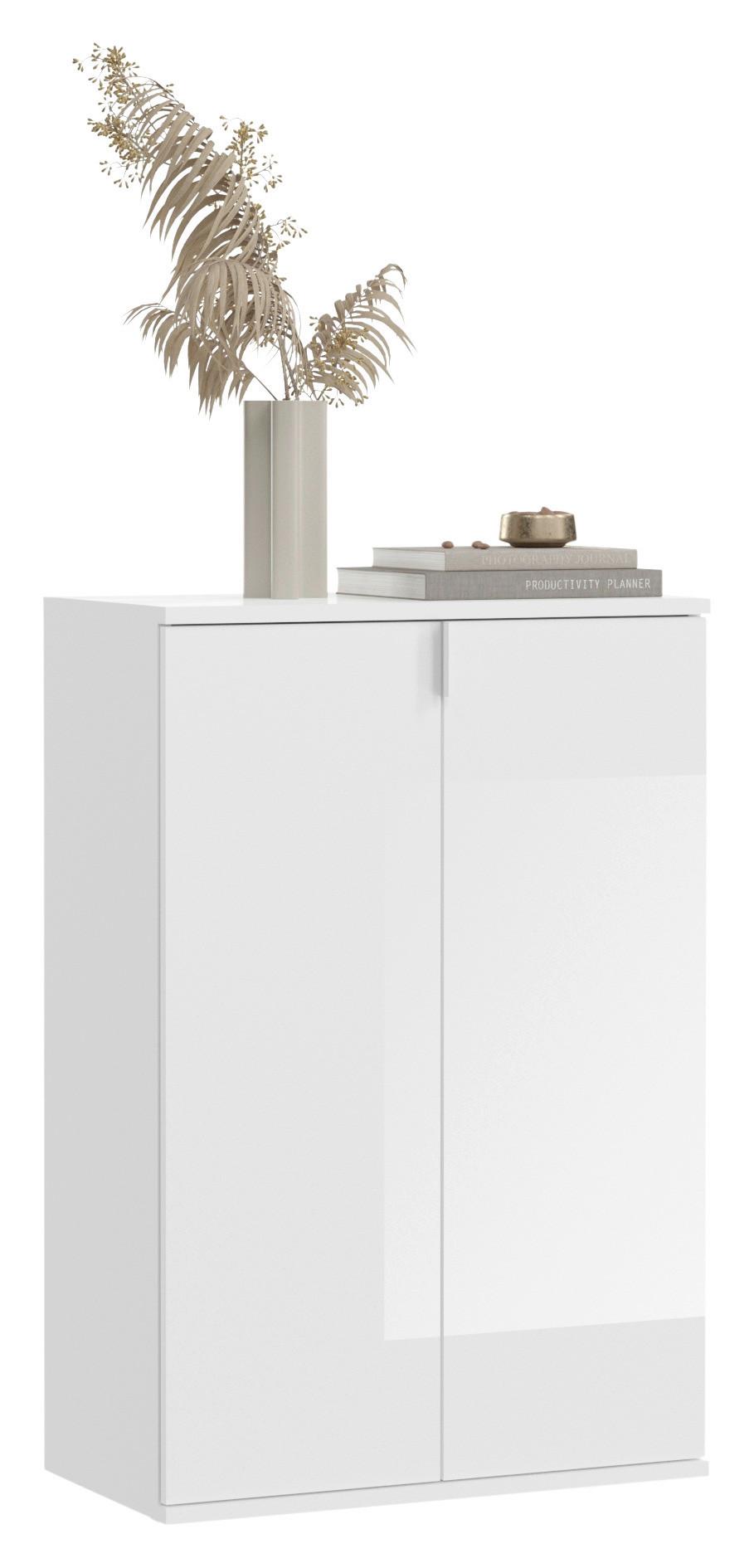 Kommode Weiß Hochglanz, B: 91 cm - Weiß Hochglanz, MODERN, Holzwerkstoff (91/99/34cm) - MID.YOU