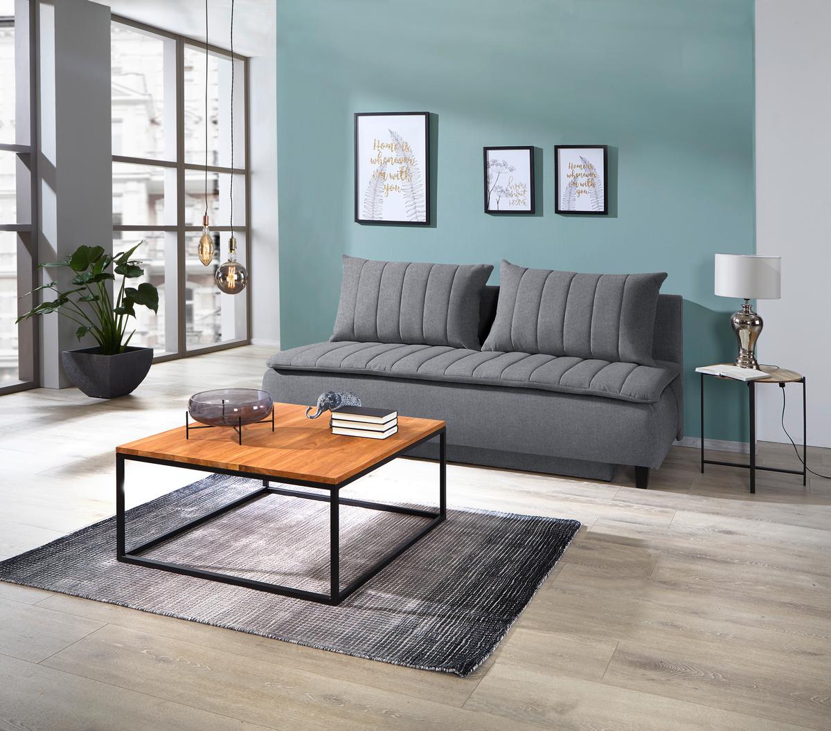 Boxspringsofa Mit Schlaffunkt. Und Bettkasten Marino Grau - Dunkelgrau/Schwarz, MODERN, Textil (208/102/96cm) - Luca Bessoni