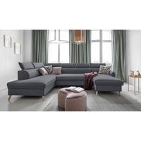 Rozkladacia sedačka Simone, ľavé prevedenie - prírodná farba/tmavosivá, Modern, drevo/textil (321/82/95/208cm)