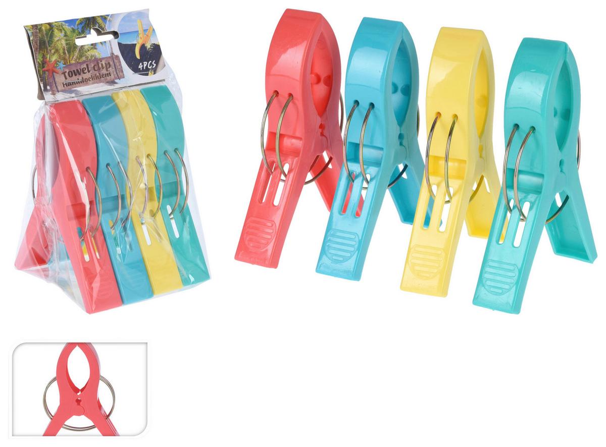 Wascheklammern, 4-Er Packung für Handtücher, Badetücher - Multicolor, Basics, Kunststoff (9,0/16,0/9,1cm)