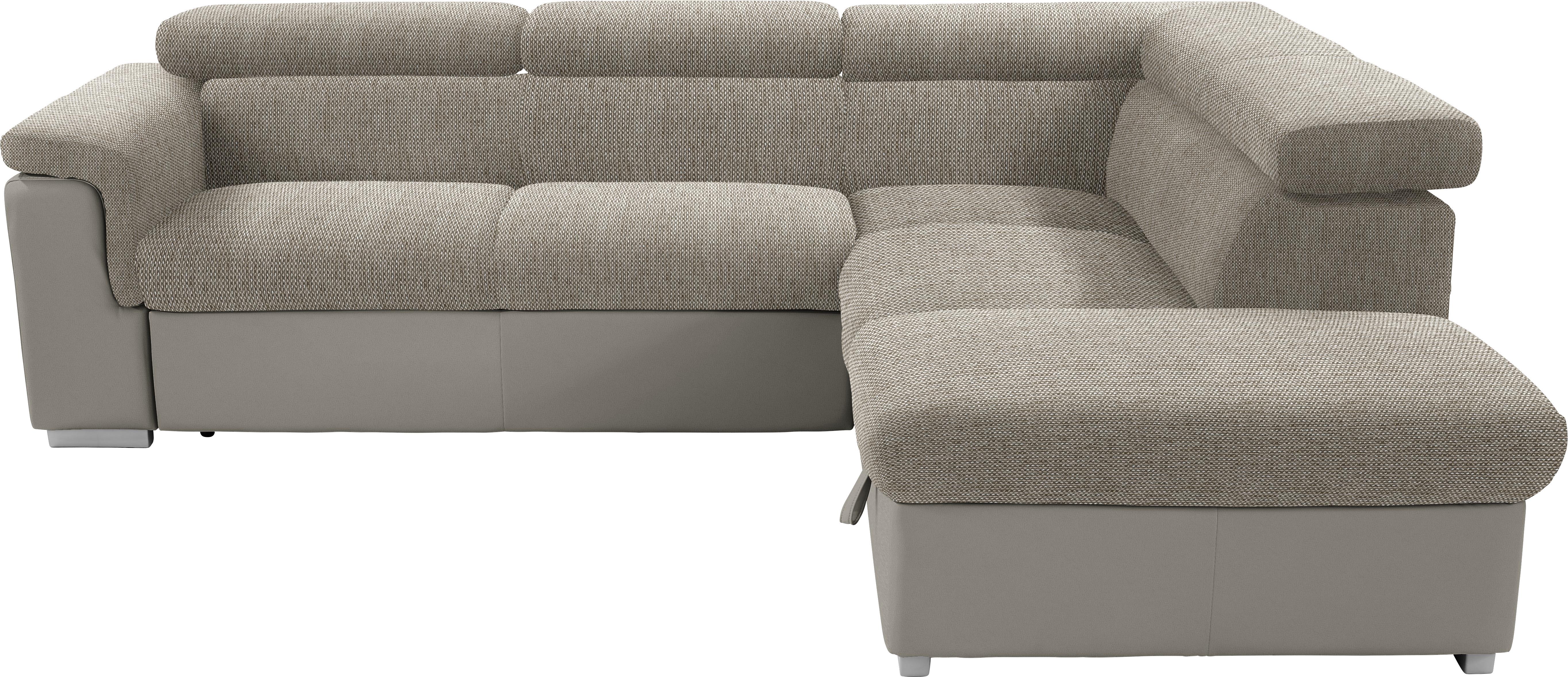 WOHNLANDSCHAFT Milla - Sandfarben/Silberfarben, MODERN, Holz/Textil (252/217cm)