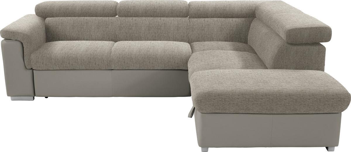 WOHNLANDSCHAFT Milla - Sandfarben/Silberfarben, MODERN, Holz/Textil (252/217cm)