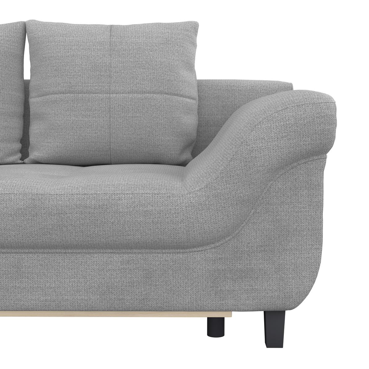 Ecksofa mit Schlaffunktion Mendoza New Chenille 197x309cm - Blaugrau/Schwarz, KONVENTIONELL, Textil (197/309cm) - Ondega