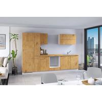Küchenzeile Ip1200 Ohne Geräte 310 Cm Eiche Dekor - Eichefarben/Weiß, Basics, Holzwerkstoff (310cm) - Impuls