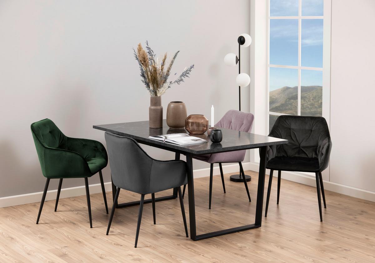 Jedálenský stôl AMBLE 160x90 - čierna, Trend, kov/kompozitné drevo (160/90/74cm) - MID.YOU