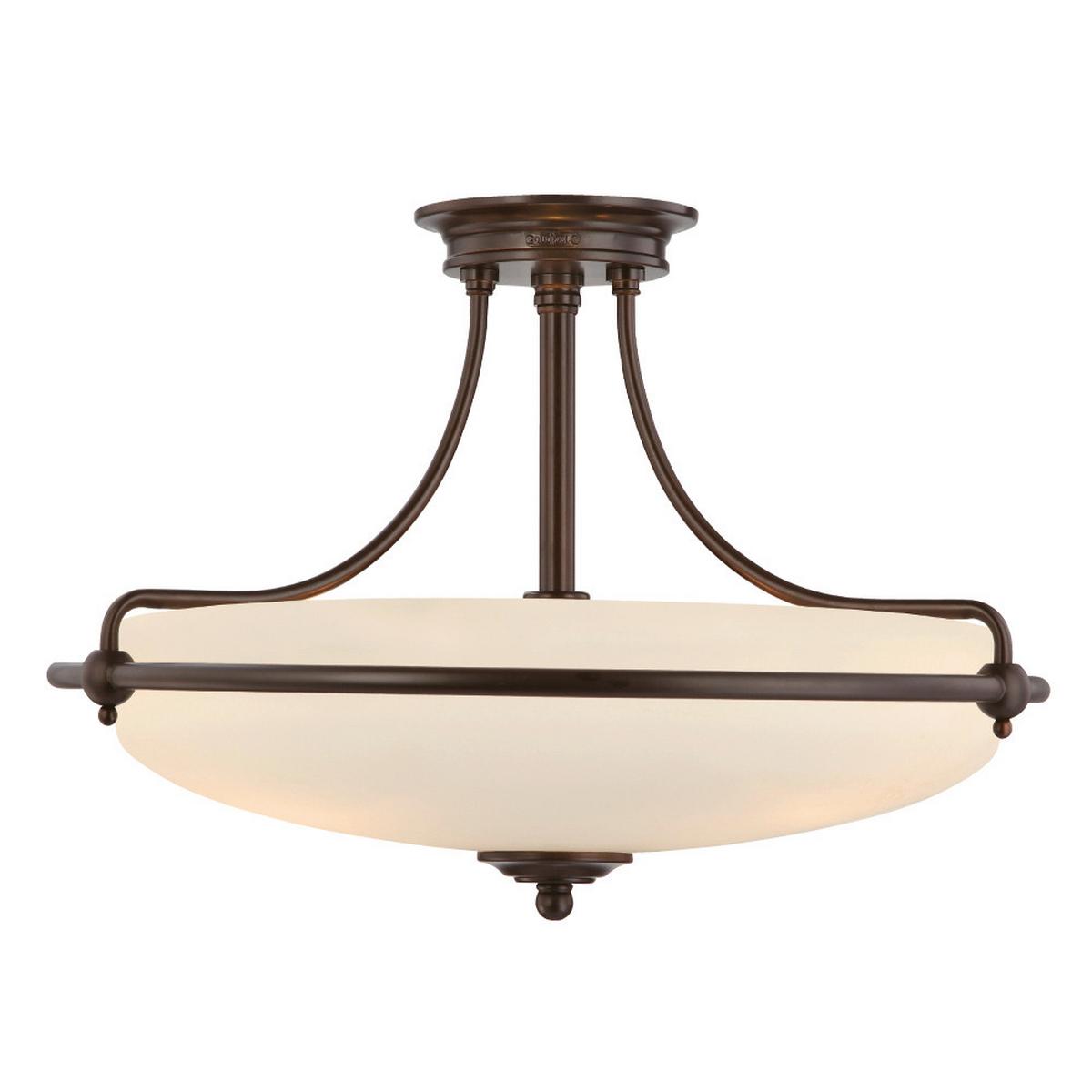 Deckenleuchte Qz-Griffin-Sfm-Pn - Dunkelbraun/Bronzefarben, Natur, Glas/Metall (53.3/35.6cm) - Elstead Lighting
