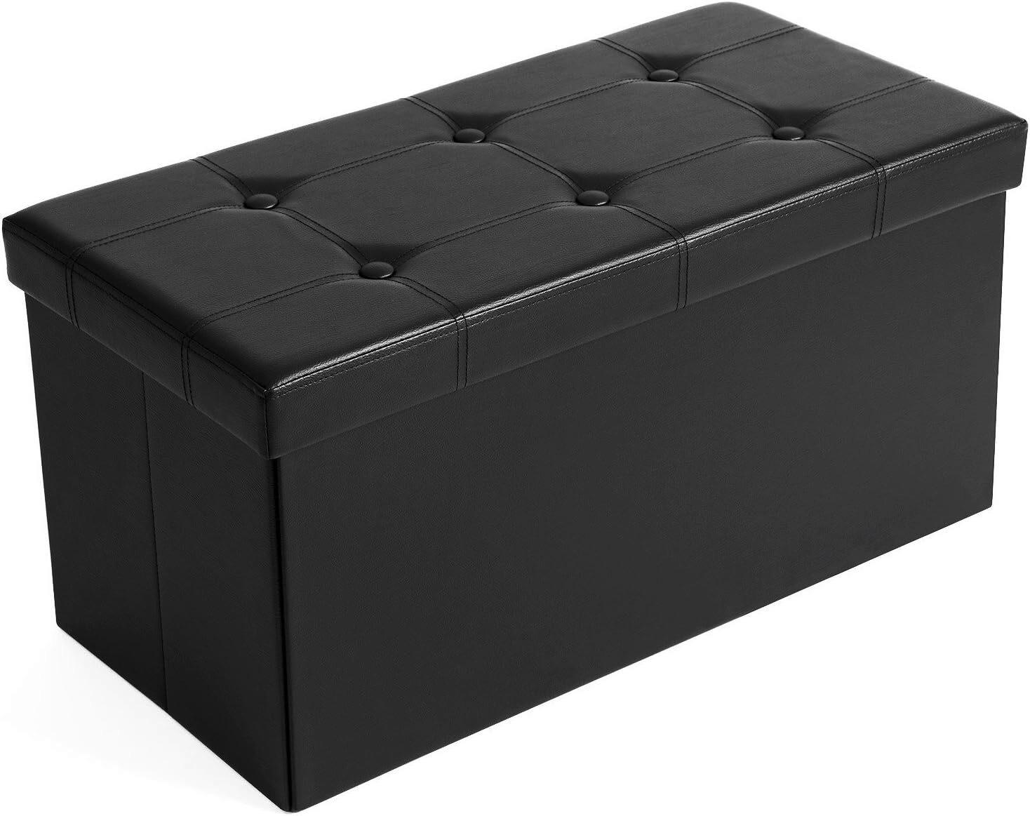 Sitzbox Schwarz B: 76 Cm - Schwarz, Basics, Leder/Holzwerkstoff (76/38/38cm)