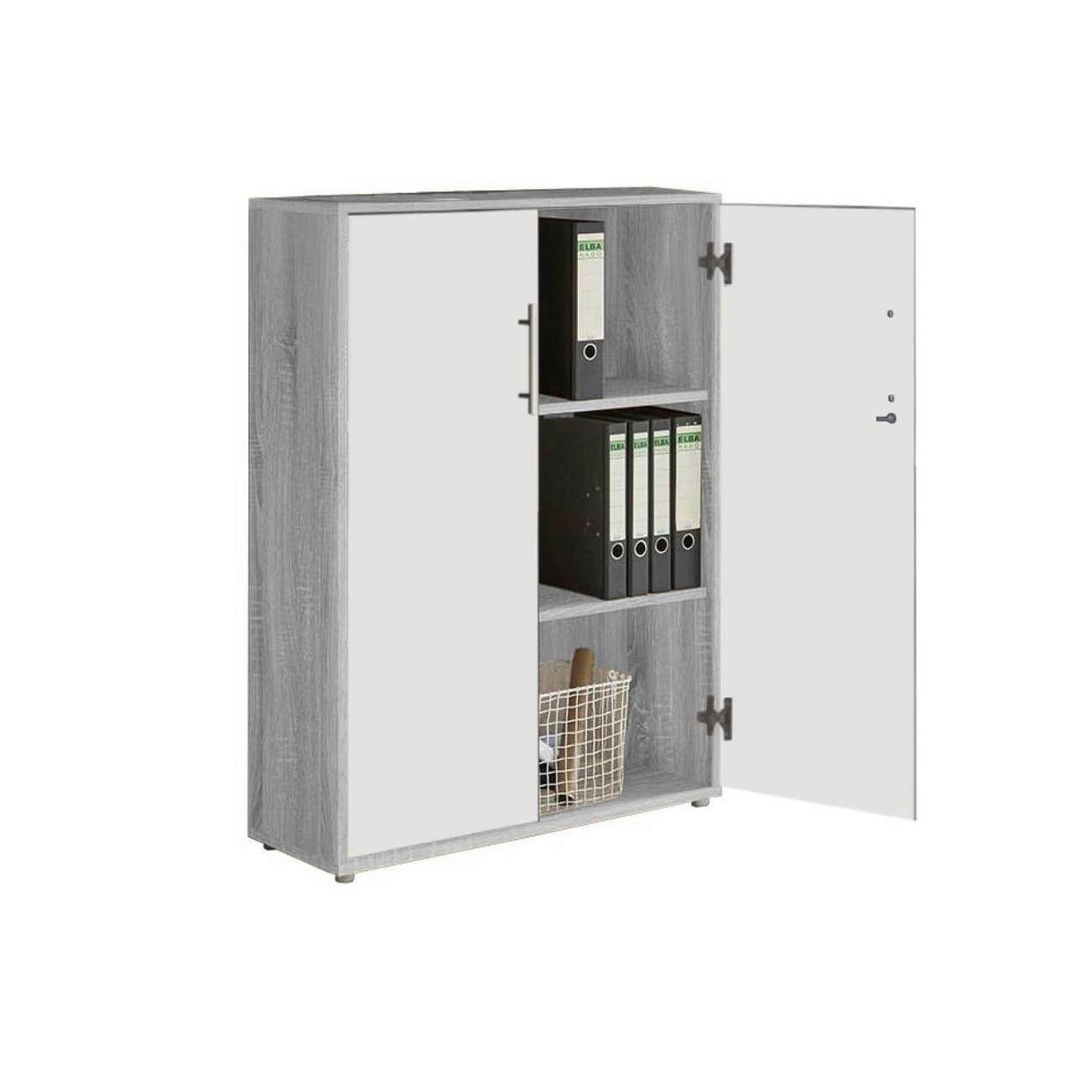 Aktenschrank Office Edition Grau/weiß, B: 253,2 Cm - Weiß/Grau, MODERN, Holzwerkstoff (253,2/113,6/33cm) - MID.YOU