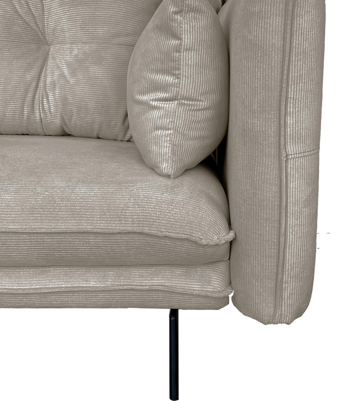 2-Sitzer-Sofa Sing Grau Cord B: 262 cm - Schwarz/Grau, Design, Textil (262/91/115cm) - MID.YOU