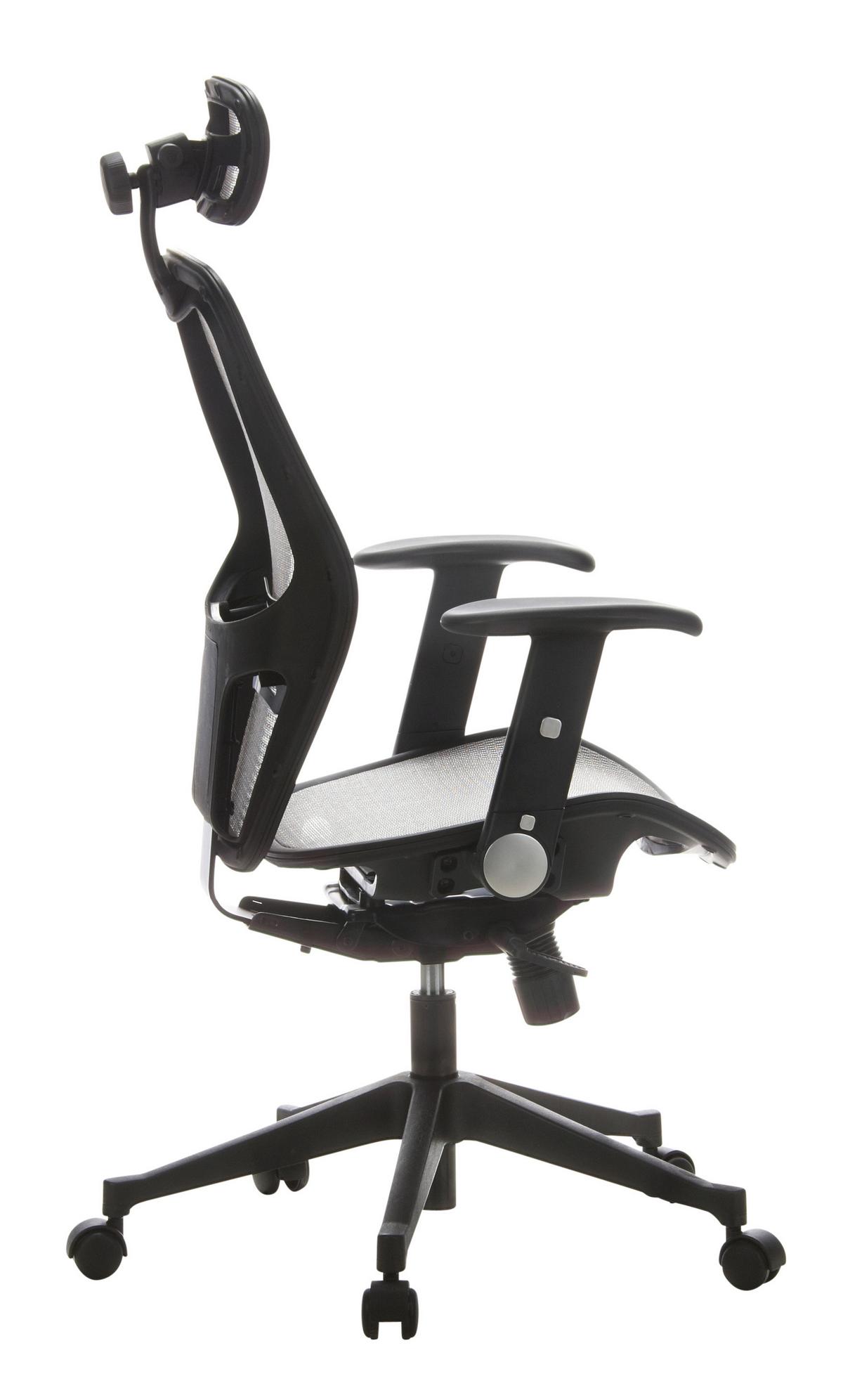Bürostuhl Air-Port Mit Armstützen Grau/Schwarz - Schwarz/Grau, Basics, Kunststoff/Textil (59/117/48cm) - MID.YOU