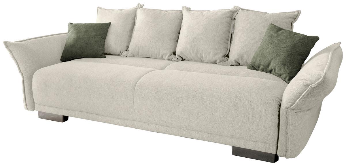 Bigsofa Pera, Beige B: 242 cm - Chromfarben/Dunkelgrün, MODERN, Textil (242/71/90/131cm) - Livetastic