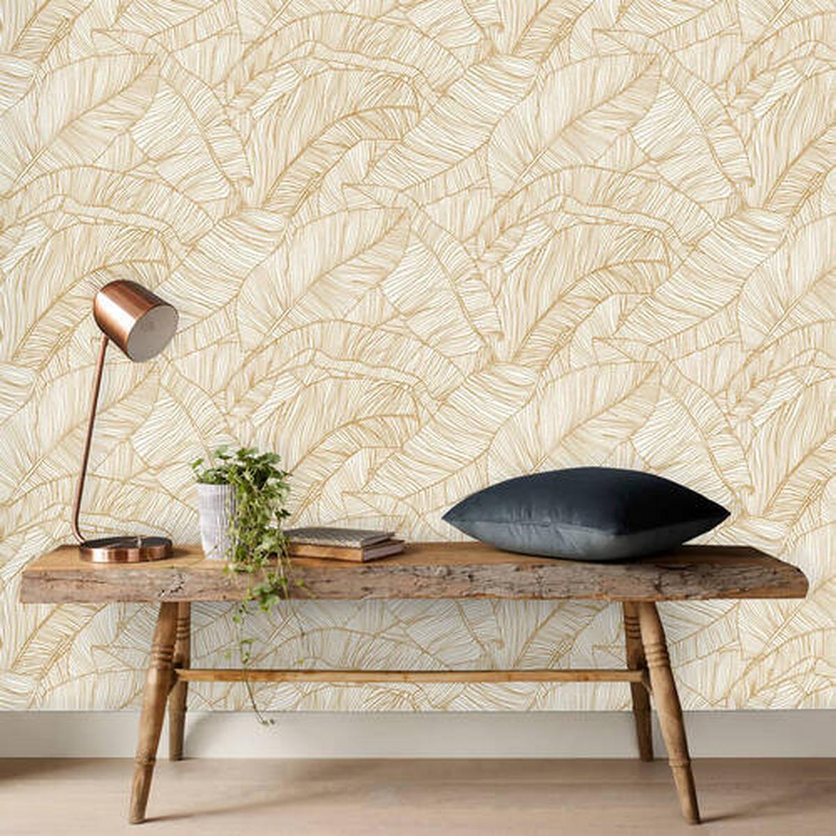 Vliestapete Kaya, Goldfarben - Goldfarben, Basics, Papier/Kunststoff (52/1000cm)