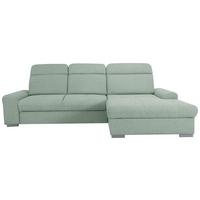 Rohová sedačka MALAGA, pravá, mátově zelená - mátově zelená/barvy chromu, Konvenční, kov/dřevo (286/203cm)