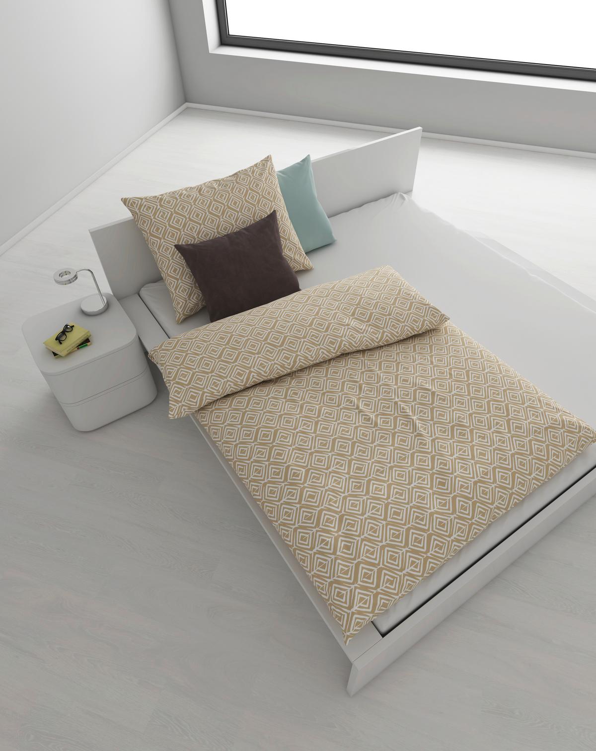 Baumwolle-Bettwäsche 140x200 cm Chrisi Beige - Beige, MODERN, Textil - Luca Bessoni