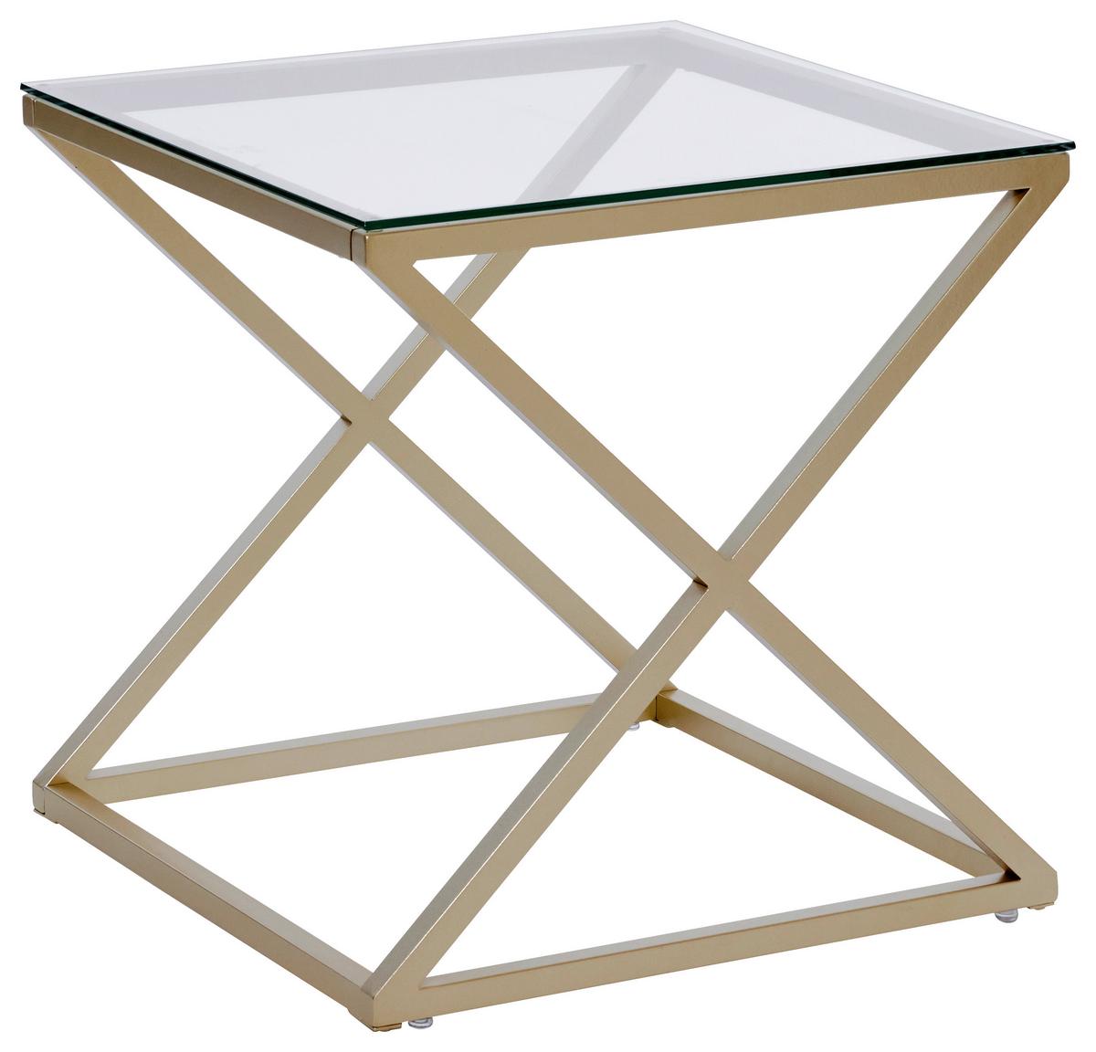Beistelltisch Xtra By Side - Klar/Goldfarben, MODERN, Glas/Metall (50/50/50cm) - Livetastic