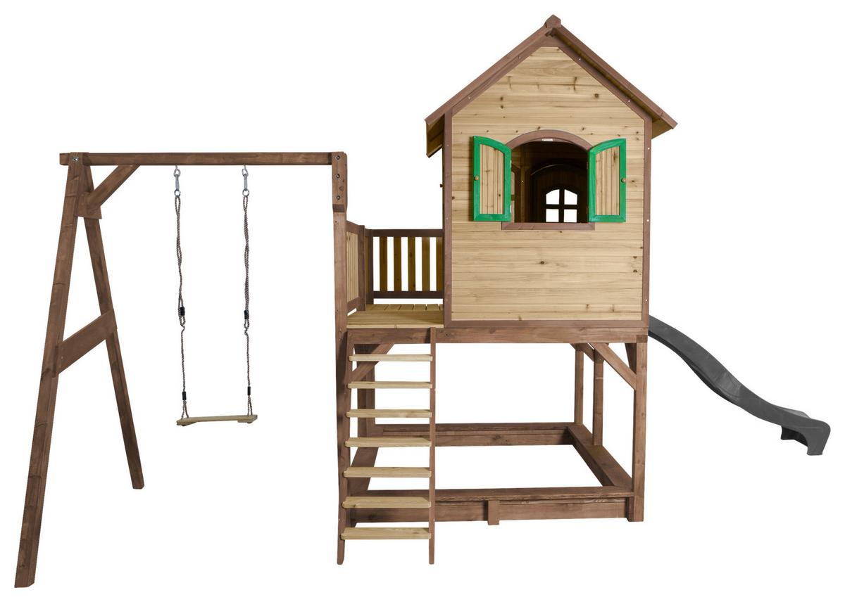 Spielturm A030.152.80 - Braun/Grau, KONVENTIONELL, Holz/Kunststoff (541/291/277cm) - Ambia Garden