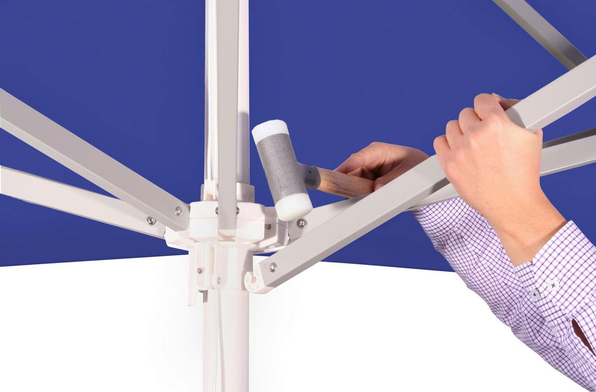 Sonnenschirm Jumbo DM: 300 cm mit Schutzhülle Blau - Blau/Silberfarben, Natur, Textil/Metall (300cm) - Schneider