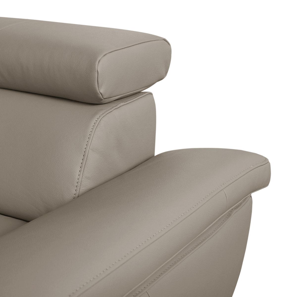 Ecksofa Lugano Teilleder Hellgrau 208x248 - Chromfarben/Hellgrau, Design, Leder/Textil (208/248cm) - Livetastic