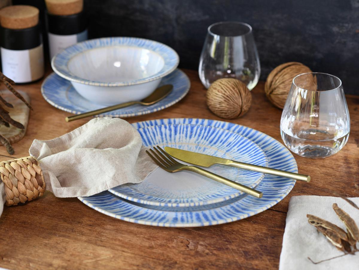 Tafelservice Summertime Weiß Hellblau - Weiß/Hellblau, Design, Keramik - Creatable