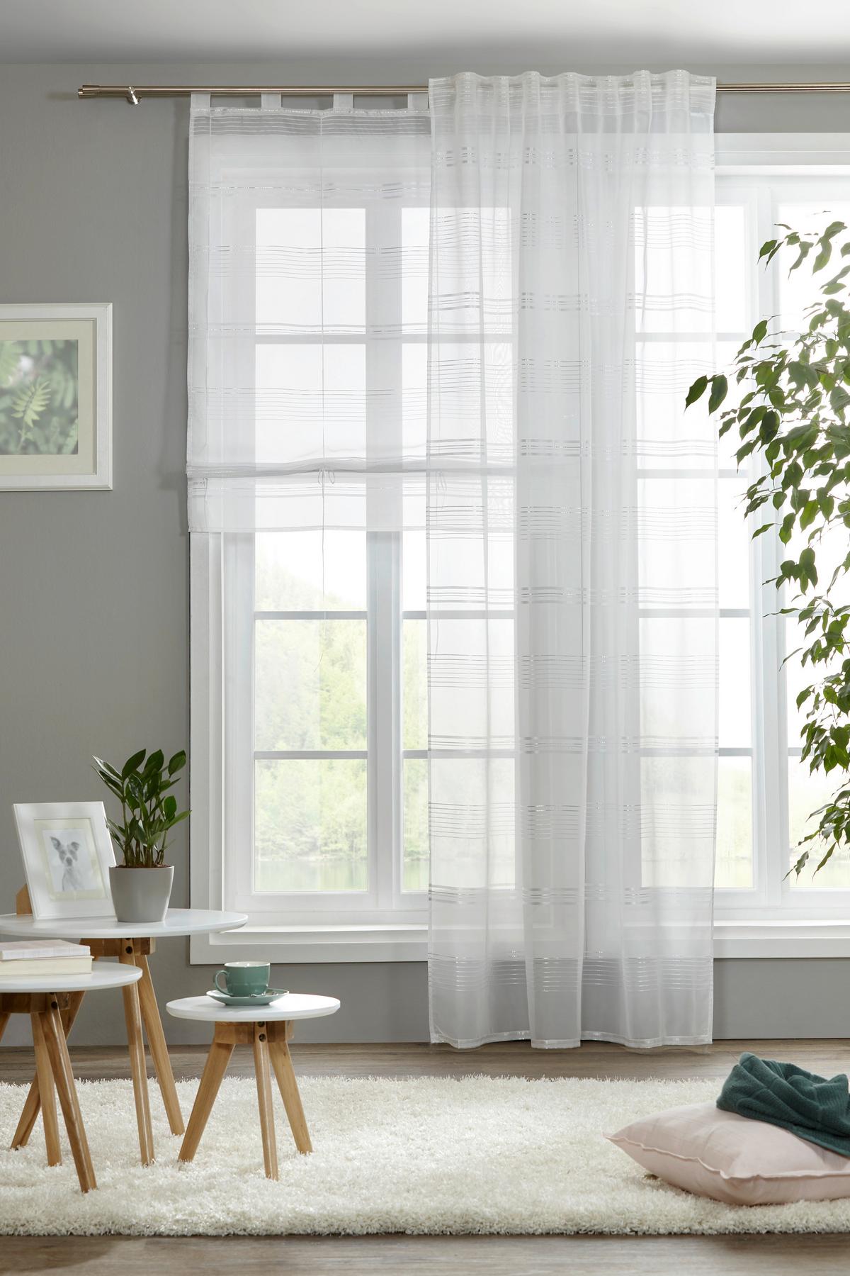 HOTOVÝ ZÁVES Louis, 140/245 cm - biela, Konventionell, textil (140/245cm) - Modern Living