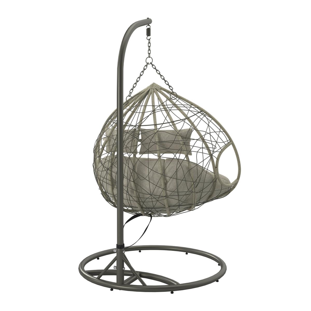 ZÁVESNÉ KRESLO ENEA - sivá/krémová, Modern, kov/textil (133/205/120cm) - Bessagi Garden