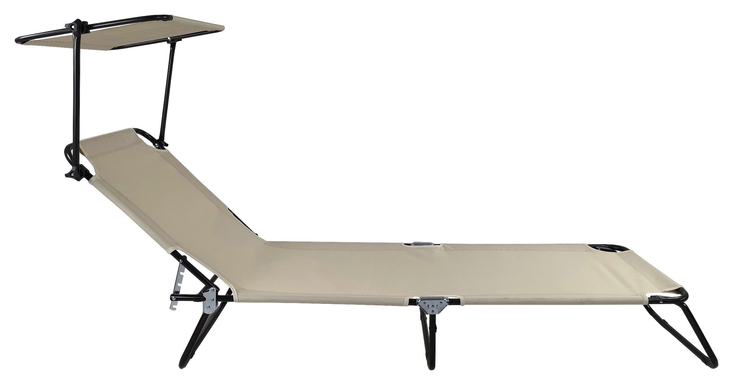 Dreibeinliege Metall/ Textil Mit Sonnendach - Creme, Basics, Textil/Metall (55/24/185cm) - Ambia Garden