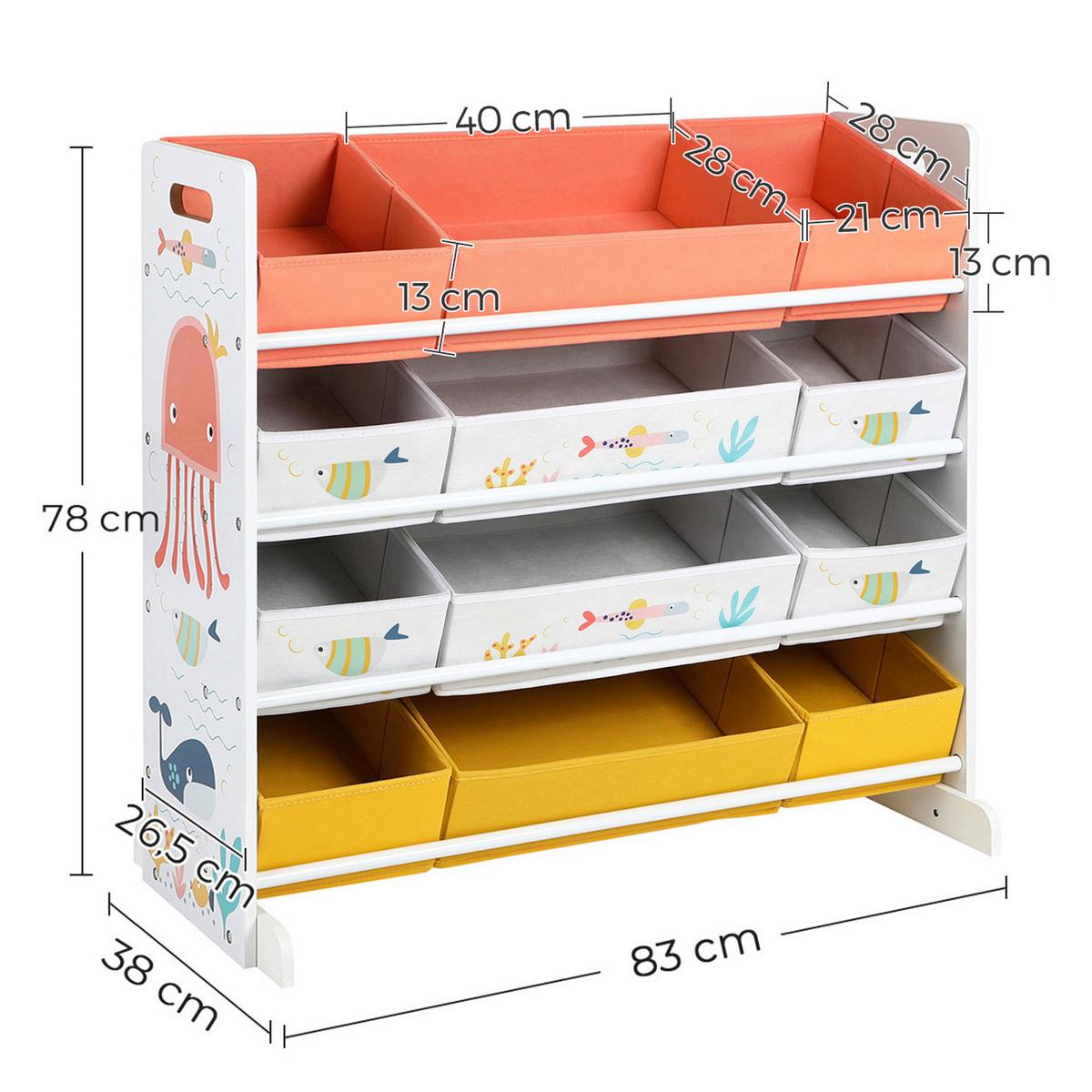 Toy Storage Shelf Weiß B: 83 Cm - Weiß, MODERN, Holzwerkstoff/Textil (83/78/38cm) - MID.YOU