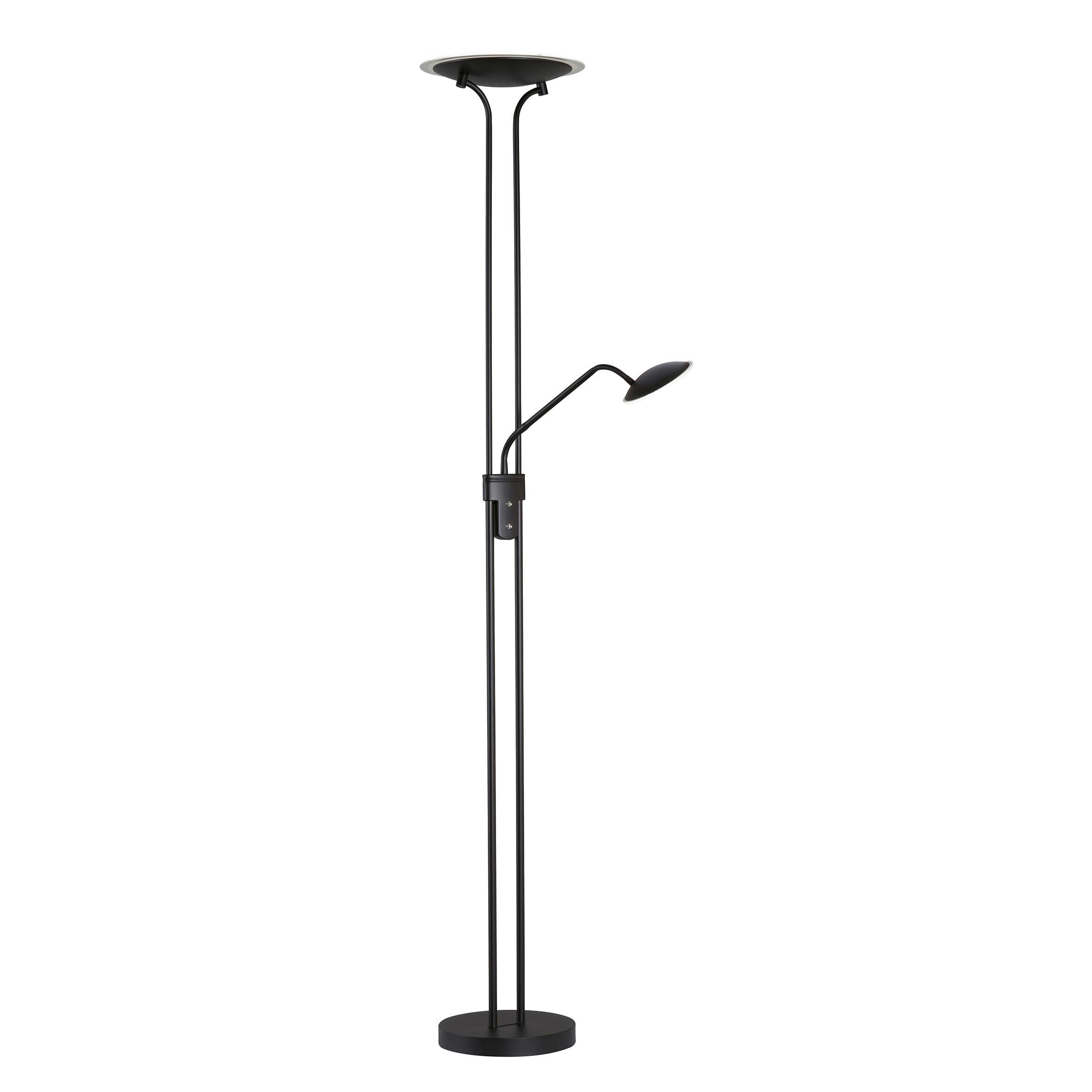 LED-STEHLEUCHTE 40489 TALLRI - Schwarz, KONVENTIONELL, Glas/Metall (35/180cm) - Fischer & Honsel