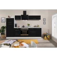 Küchenzeile Mit Geräten 270 Cm Schwarz Hochglanz/weiß - Schwarz/Weiß, KONVENTIONELL, Holzwerkstoff (270cm) - Respekta