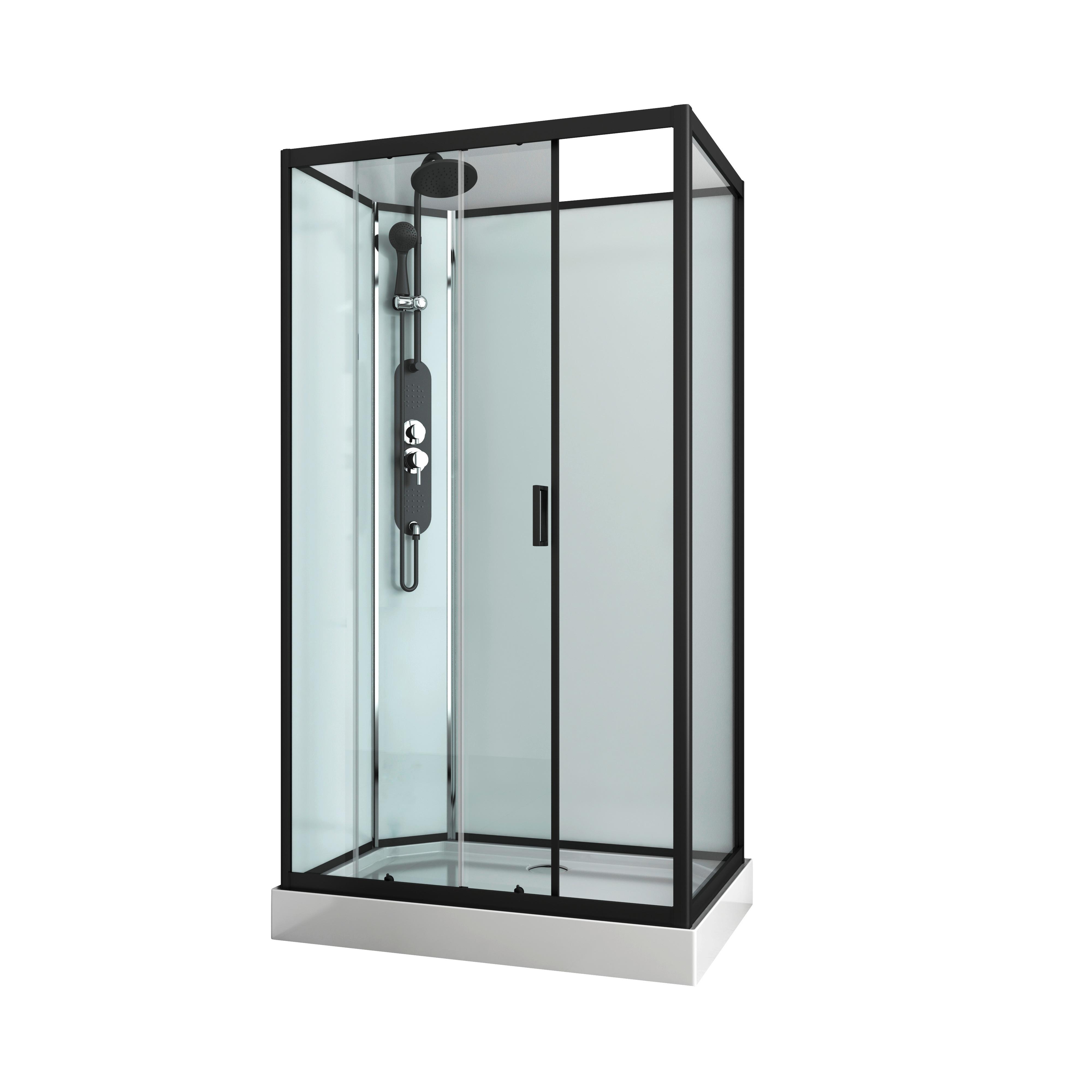 Duschkabine Epic 3 Komplett-Set Seiteneinstieg - Schwarz, MODERN, Glas/Metall (120/80/225cm) - Sanotechnik