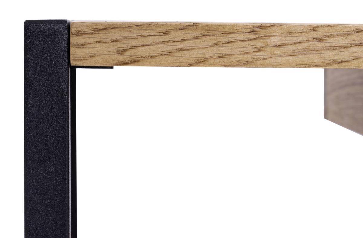 Couchtisch Holz Massiv Mit Lade Nanpur Naturfarben - Schwarz/Naturfarben, MODERN, Holz/Metall (110/60/40cm) - MID.YOU