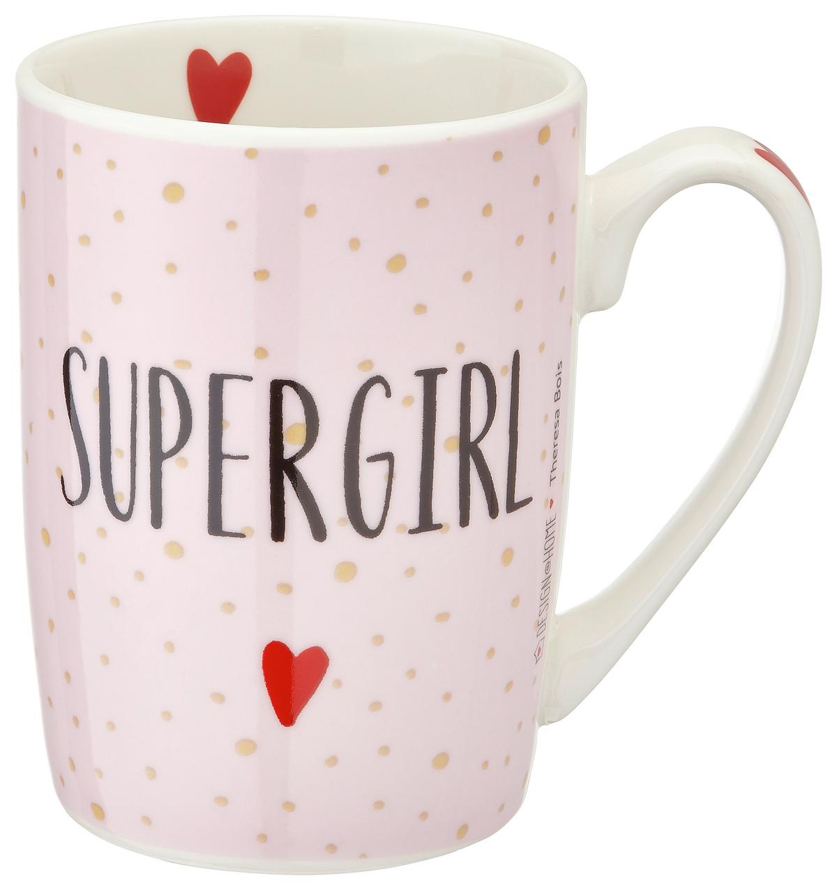 Hrnek na kávu Supergirl ca. 250ml - růžová, Konvenční, keramika (7,5cm)