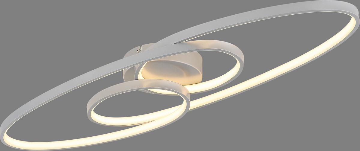 Led-deckenleuchte Nuha - Silberfarben/Opal, Basics, Kunststoff/Metall (85/30/8cm) - Luca Bessoni