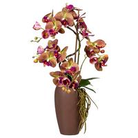Kunstpflanze Orchideen, Grün- Lila, Topf: Braun, H: 70 cm - Lila/Braun, Design, Keramik/Kunststoff (70cm) - P & B