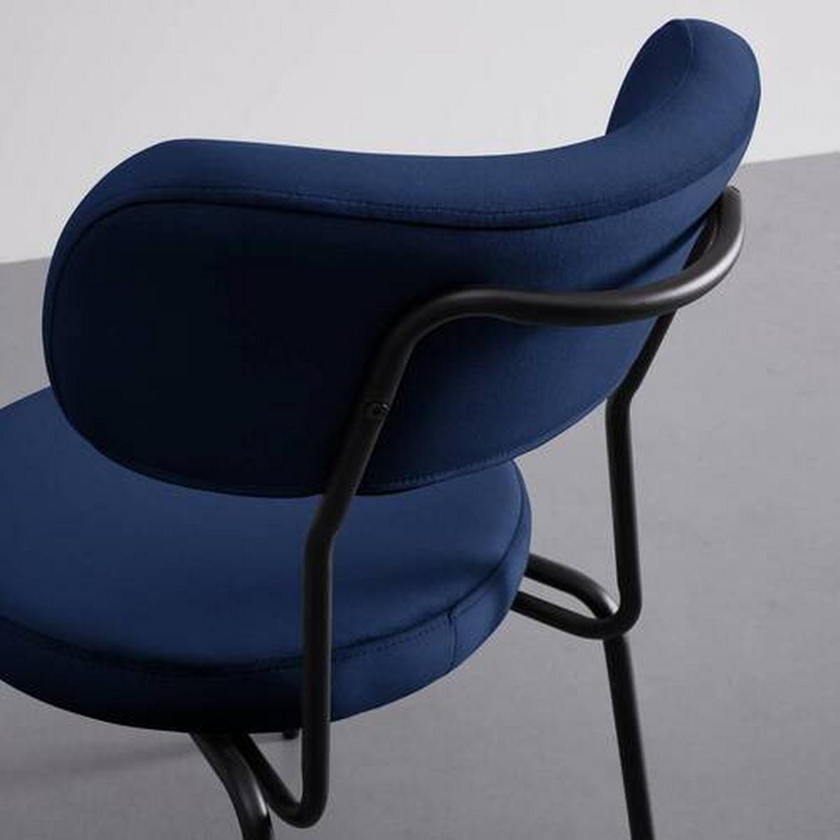 Sametová židle Lea modrá - modrá/černá, Moderní, kov/dřevo (51/82/63cm) - Bessagi Home